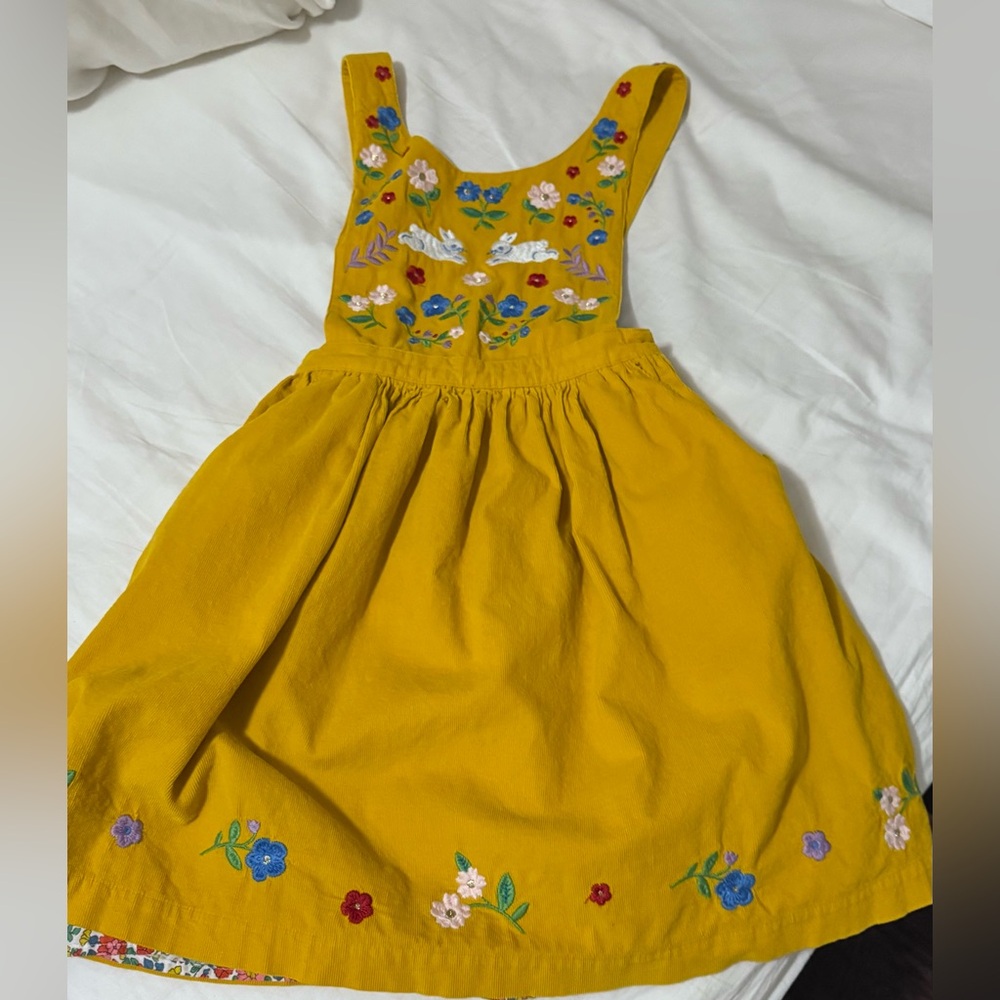 MINI BODEN
Kids' Embroidered Cotton Corduroy Pinafore Dress  size 9-10